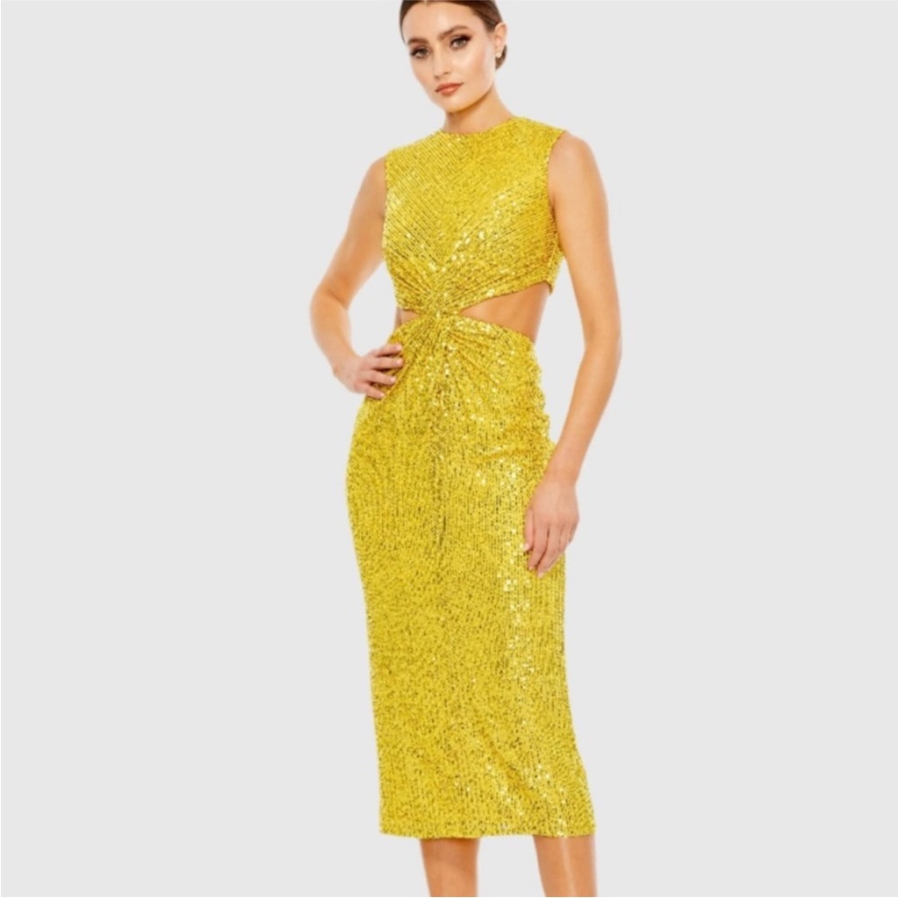 Mac Duggal Sequin Midi Dress style 27022
